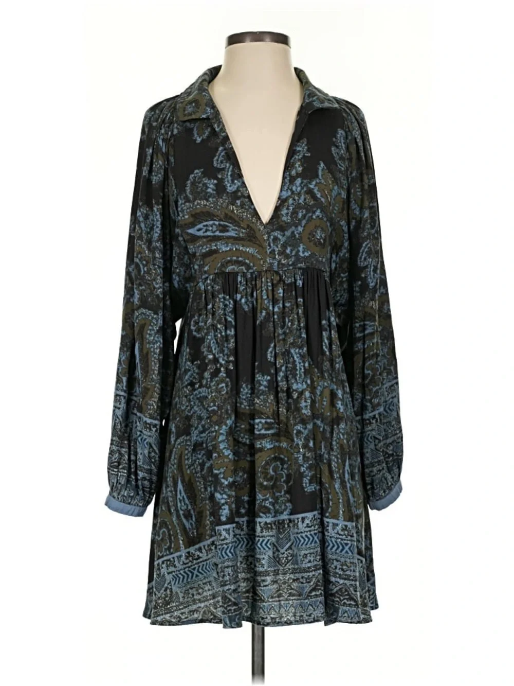 Free People Say You Love Me Paisley Silky Mini Tunic Dress S